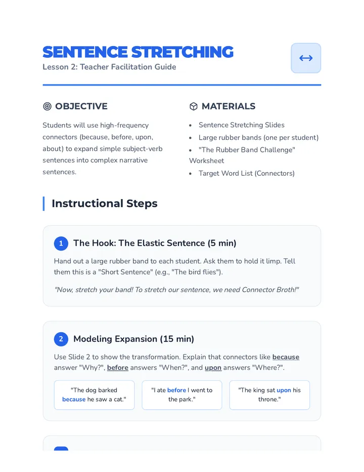 Sentence Stretching Teacher Guide