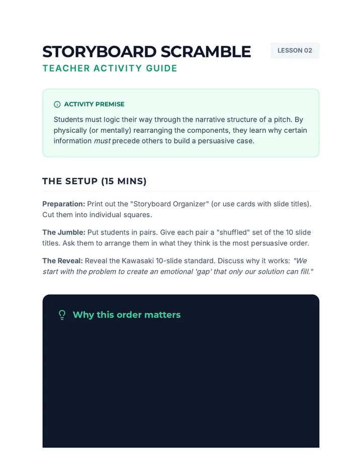 Storyboard Scramble Teacher Guide
