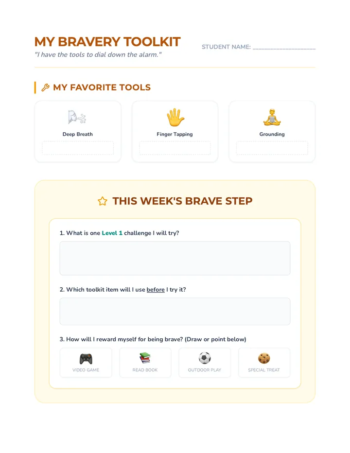 My Bravery Toolkit Worksheet