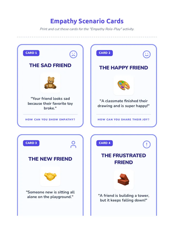 Empathy Scenario Cards Printable