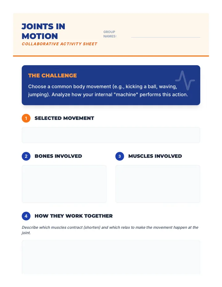 Joints in Motion Activity Sheet