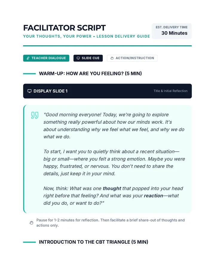 Your Thoughts Your Power Script
