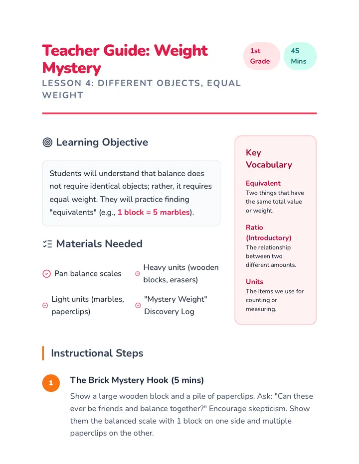 Weight Mystery Teacher Guide