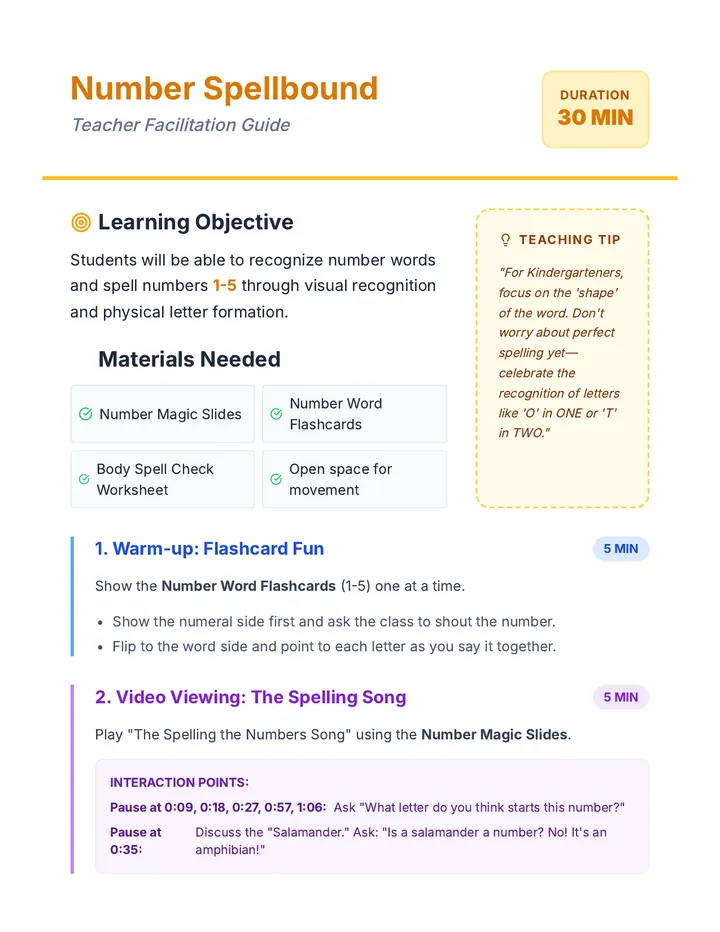 Number Spellbound Teacher Guide