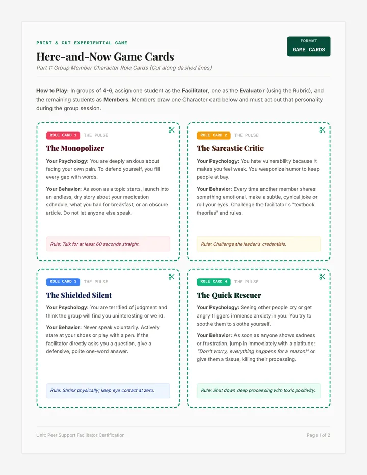 Here and Now Game Cards