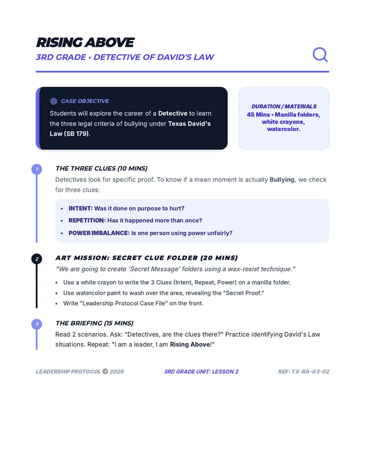 Rising Above Detective Teacher Guide