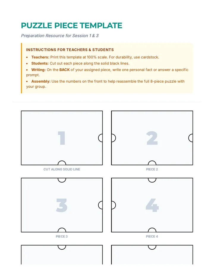 Puzzle Piece Template Worksheet