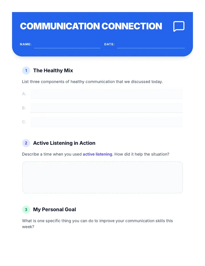 Communication Connection Worksheet