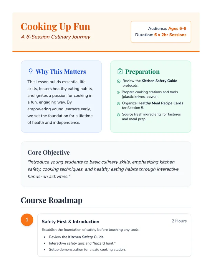 Cooking Master Lesson Plan