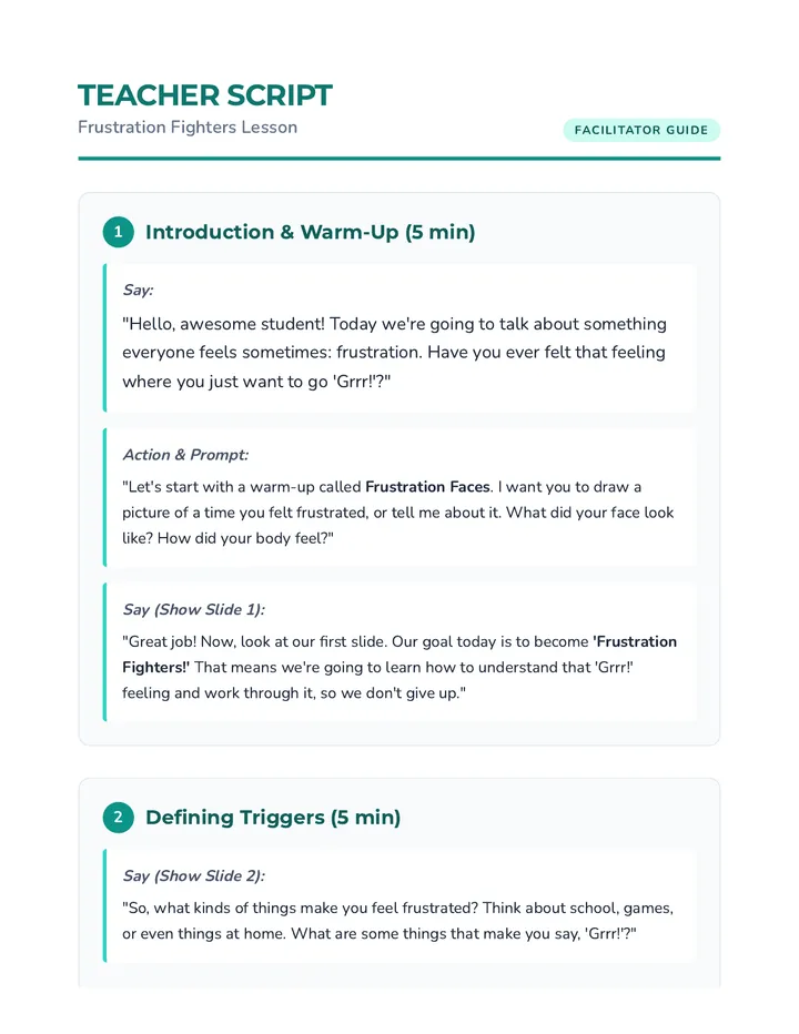 Frustration Fighters Script