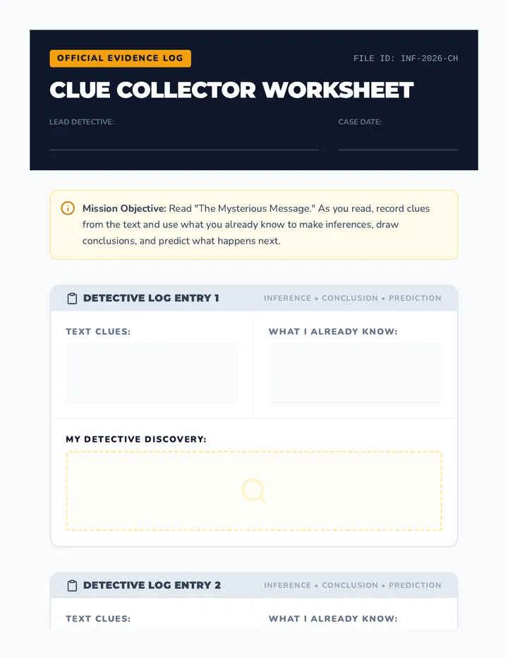 Clue Collector Worksheet