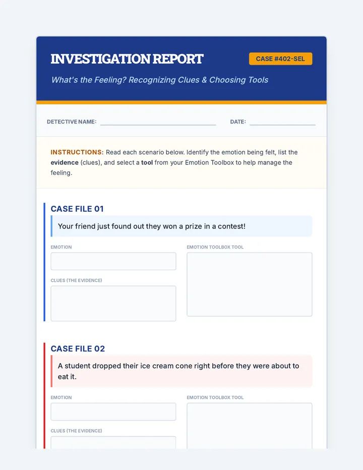 Emotion Detective Worksheet