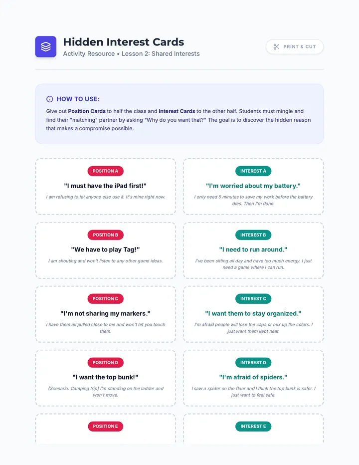 Interest Matching Cards