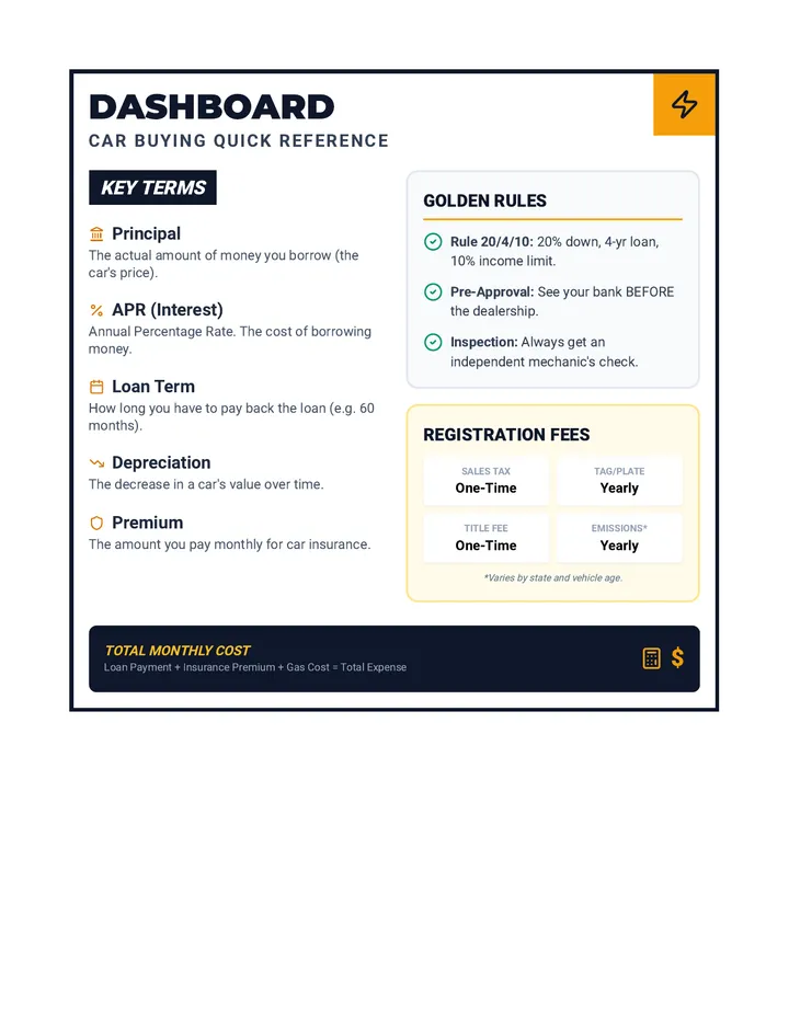 Dashboard Reference Sheet