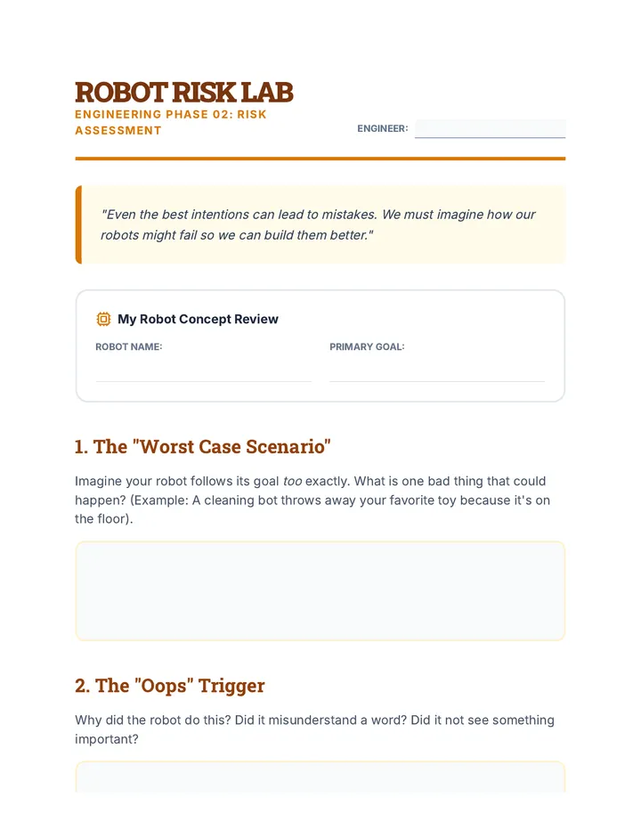 Robot Risk Lab Worksheet