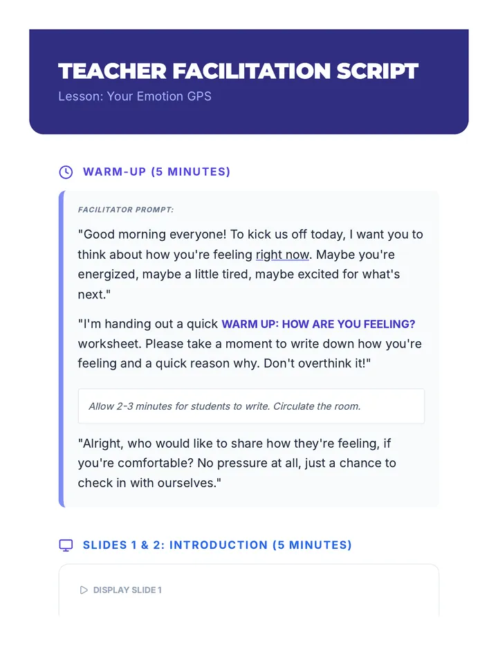 Emotion GPS Facilitation Script