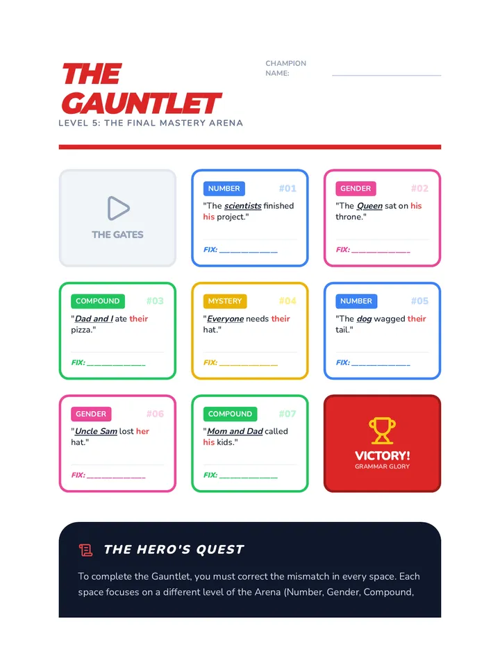 Gauntlet Worksheet