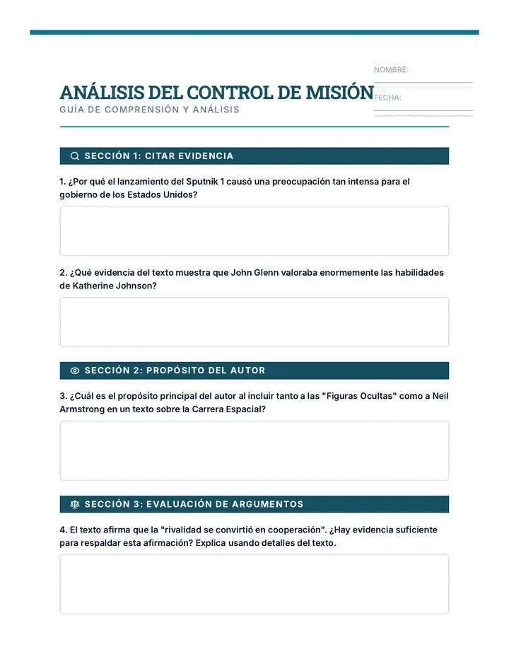 Analisis Control Mision Spanish Worksheet