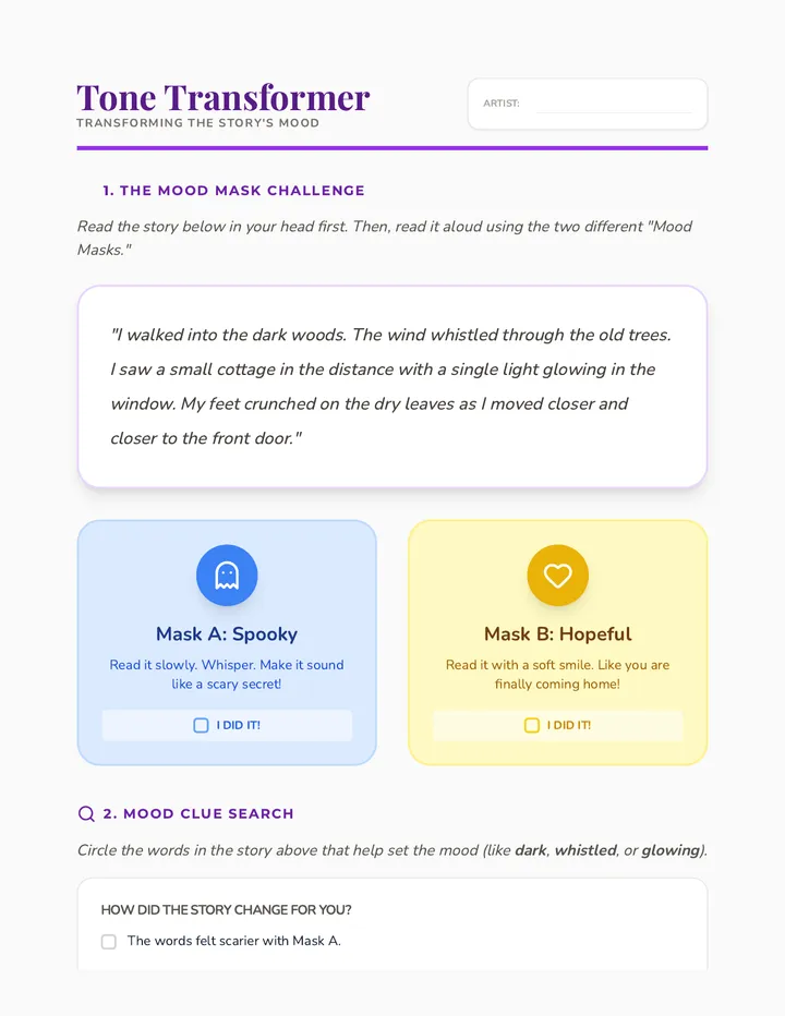 Tone Transformer Worksheet