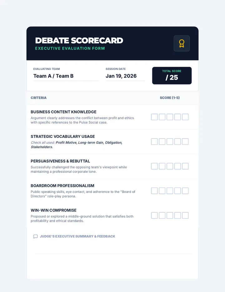 Debate Points Scorecard