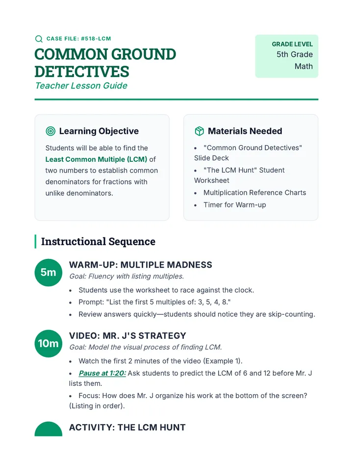 Common Ground Detectives Teacher Guide