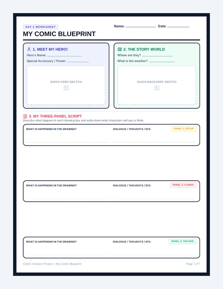 Comic Blueprint Worksheet