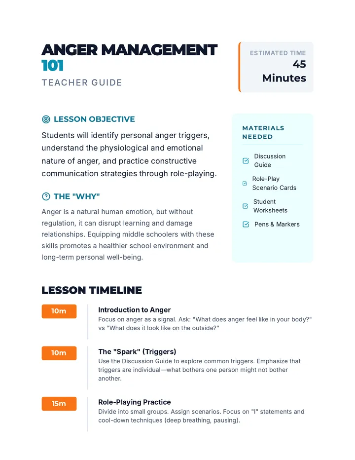 Anger Management Teacher Guide