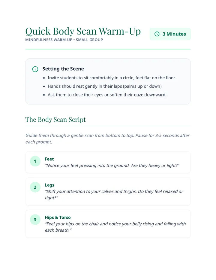 Quick Body Scan Warm Up Script