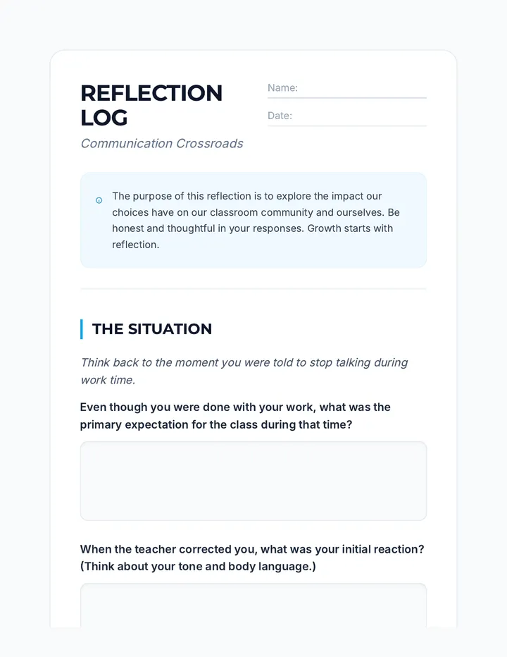 Communication Reflection Worksheet