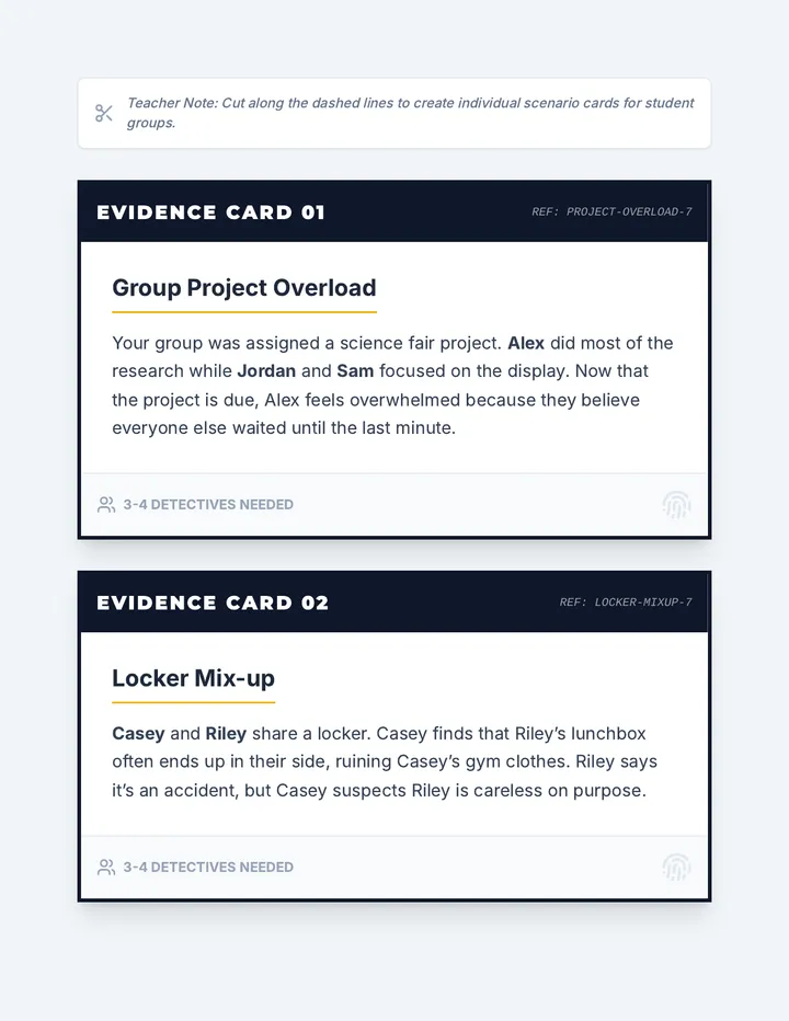 Conflict Scenario Cards Activity