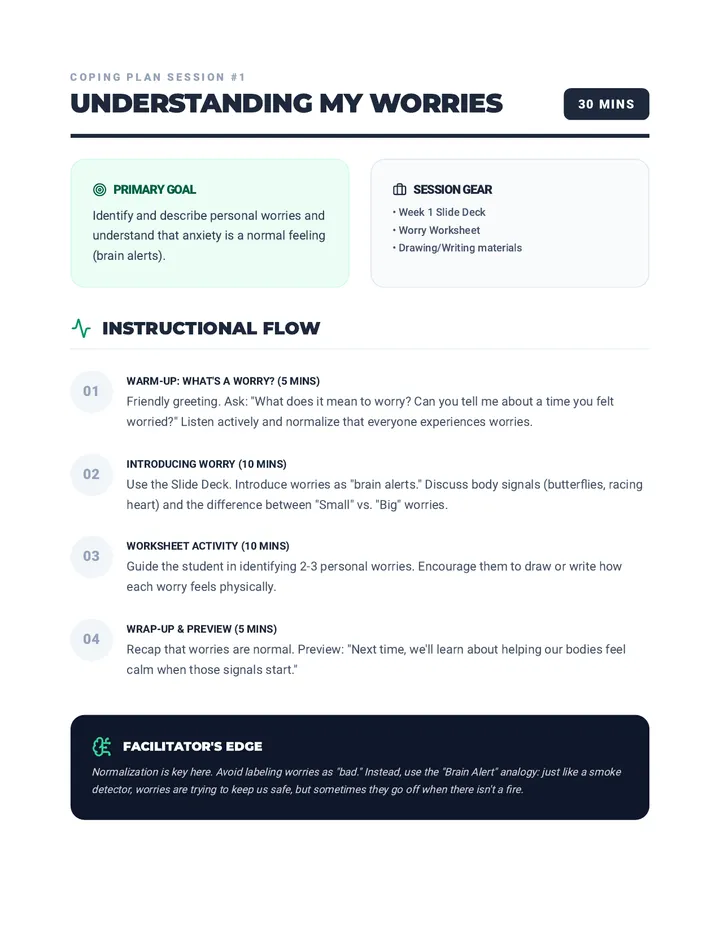 Understanding My Worries Lesson Plan
