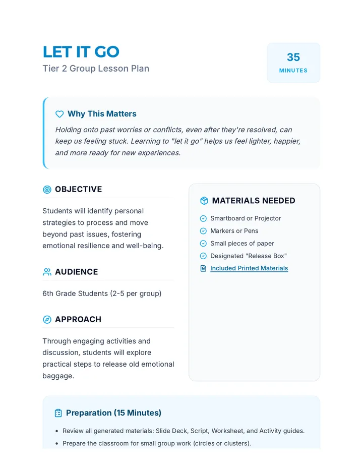 Let It Go Lesson Plan