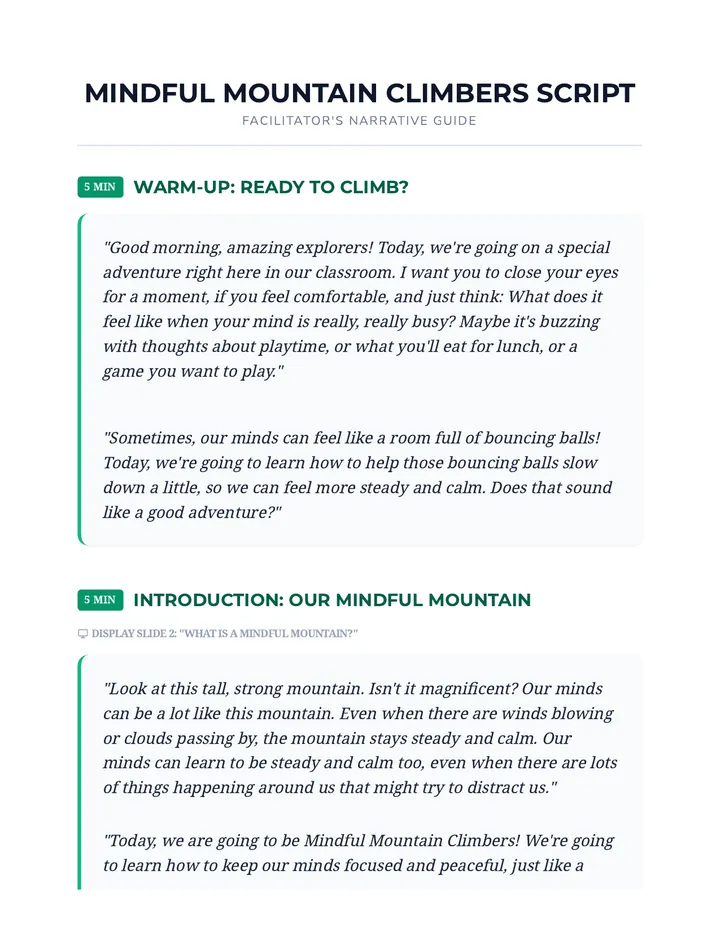Mindful Mountain Facilitator Script