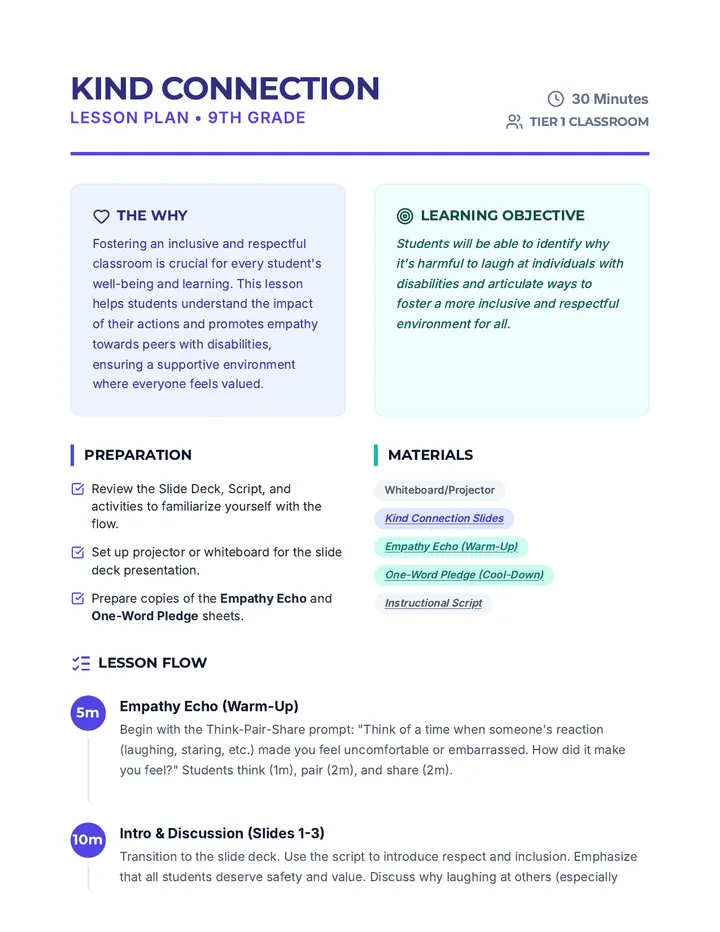 Kind Connection Lesson Plan