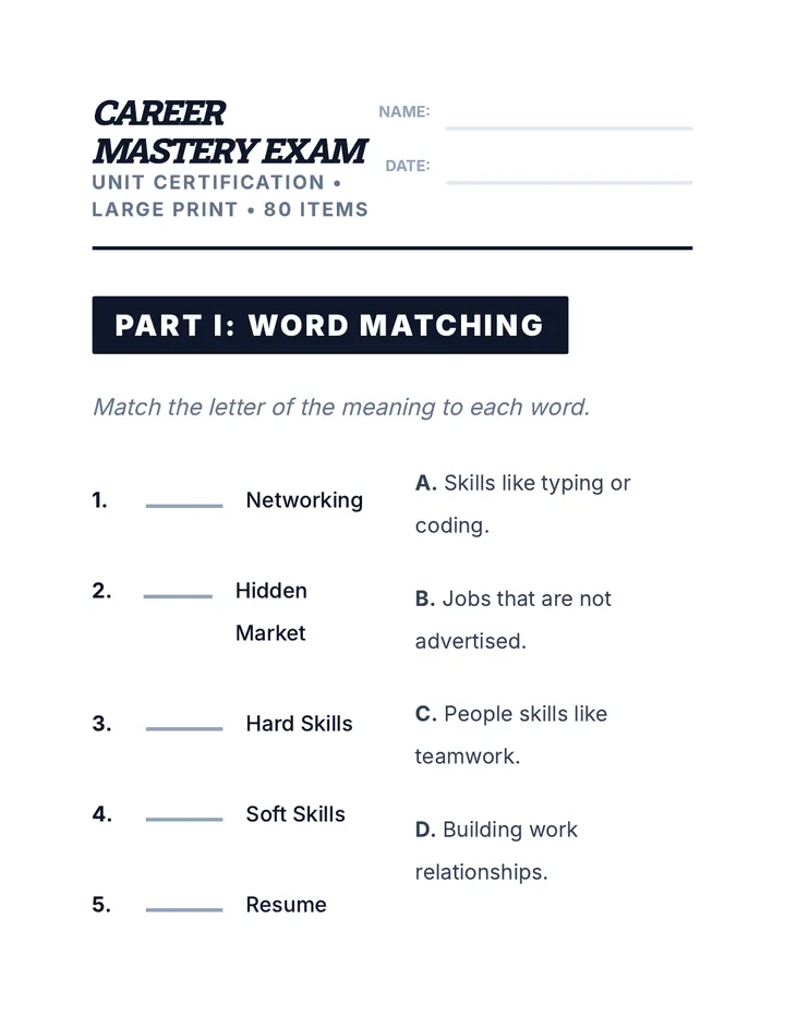 Career Mastery Vault Final Exam Simplified Large Font Rework