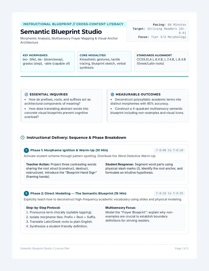 Semantic Blueprint Lesson Plan
