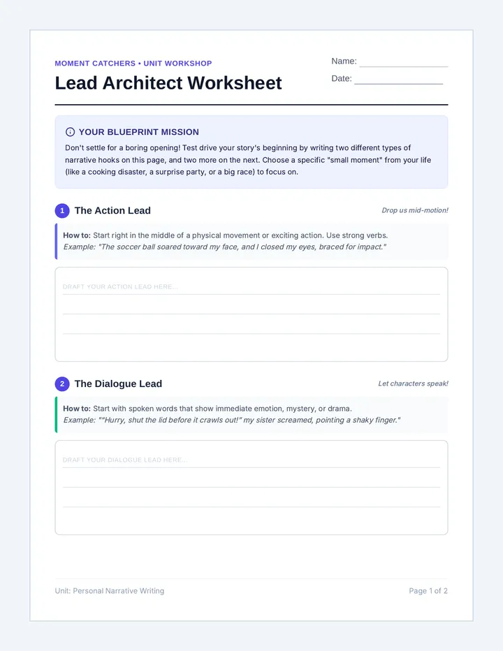Lead Architect Worksheet