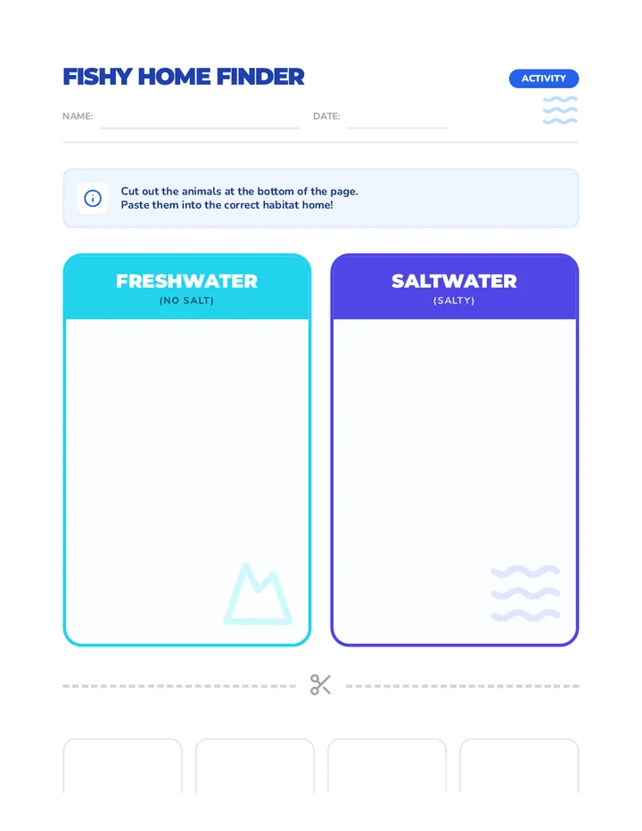 Fishy Home Finder Worksheet