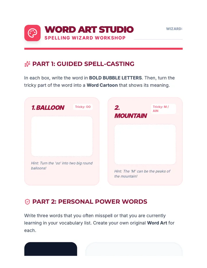 Word Art Worksheet