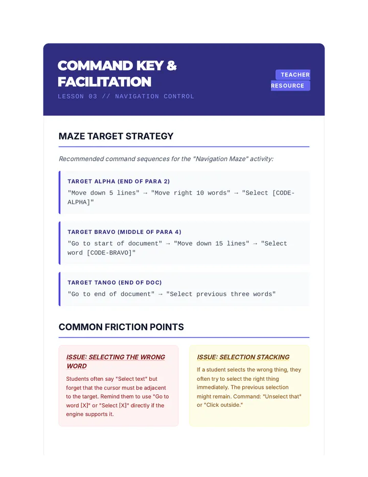 Navigation Teacher Guide