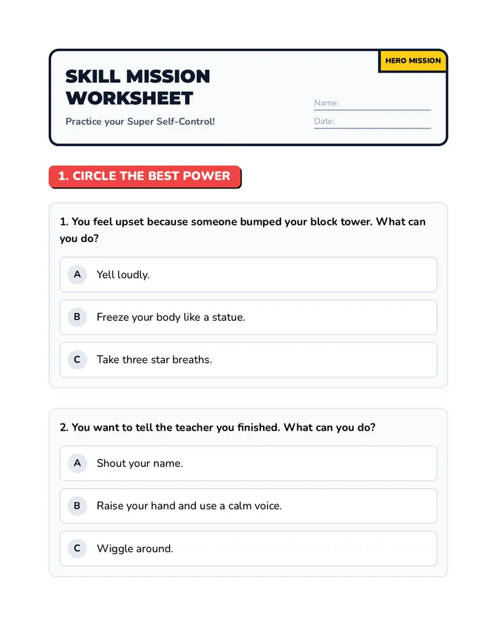Skill Mission Worksheet