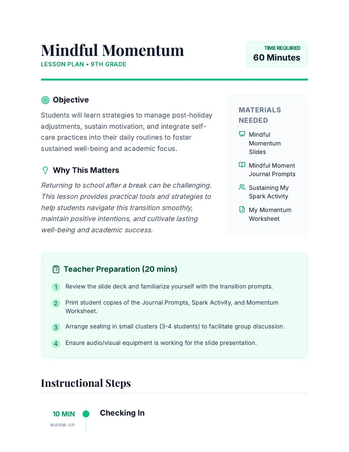 Mindful Momentum Lesson Plan