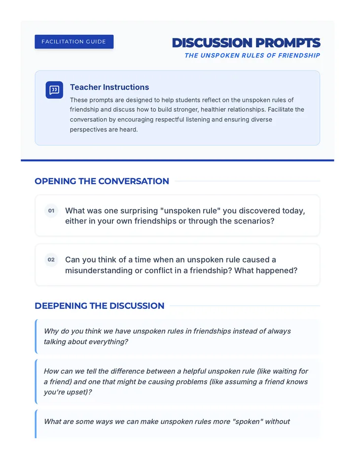 Friendship Discussion Prompts