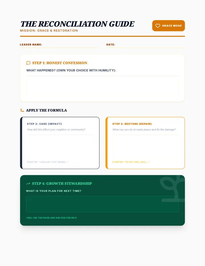 Reconciliation Guide Worksheet
