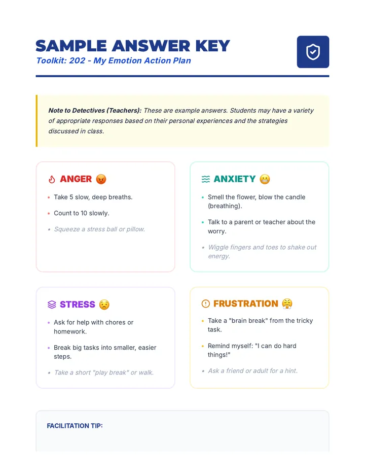 My Emotion Action Plan Answer Key
