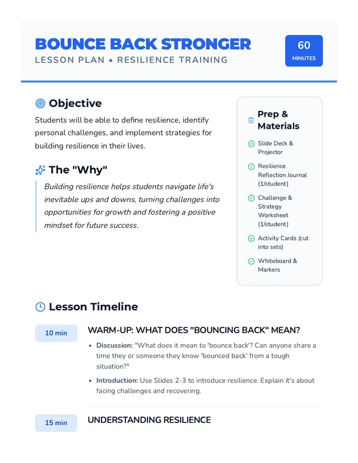 Bounce Back Stronger Lesson Plan