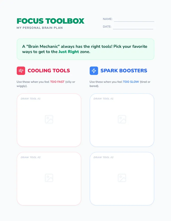 Brain Boosters Focus Toolbox Worksheet