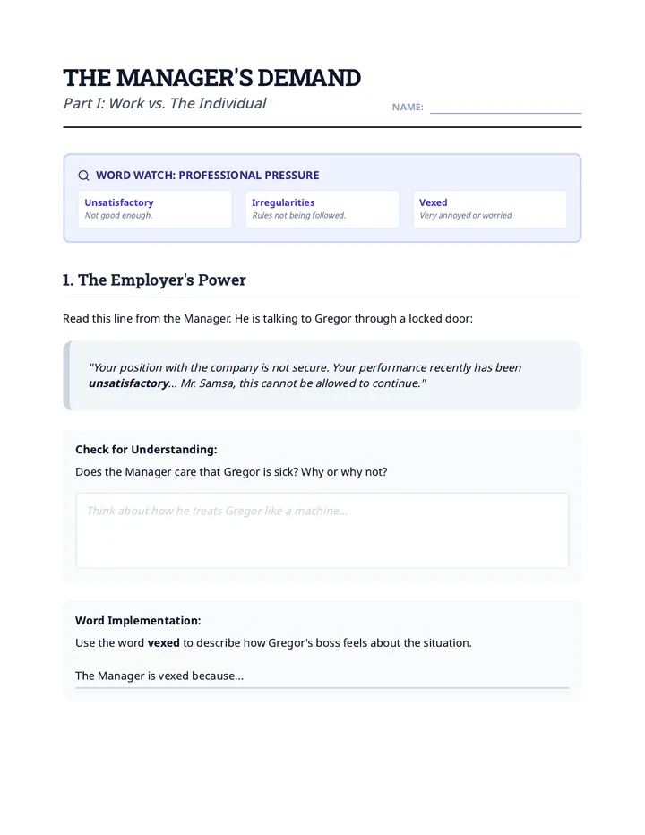 The Manager's Demand Worksheet