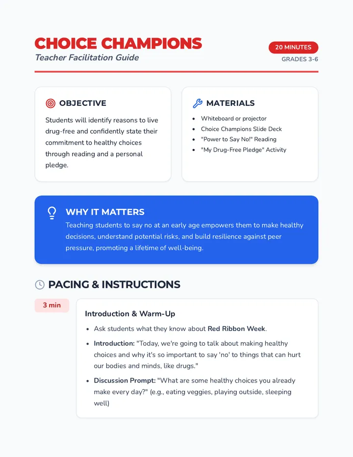 Choice Champions Teacher Guide