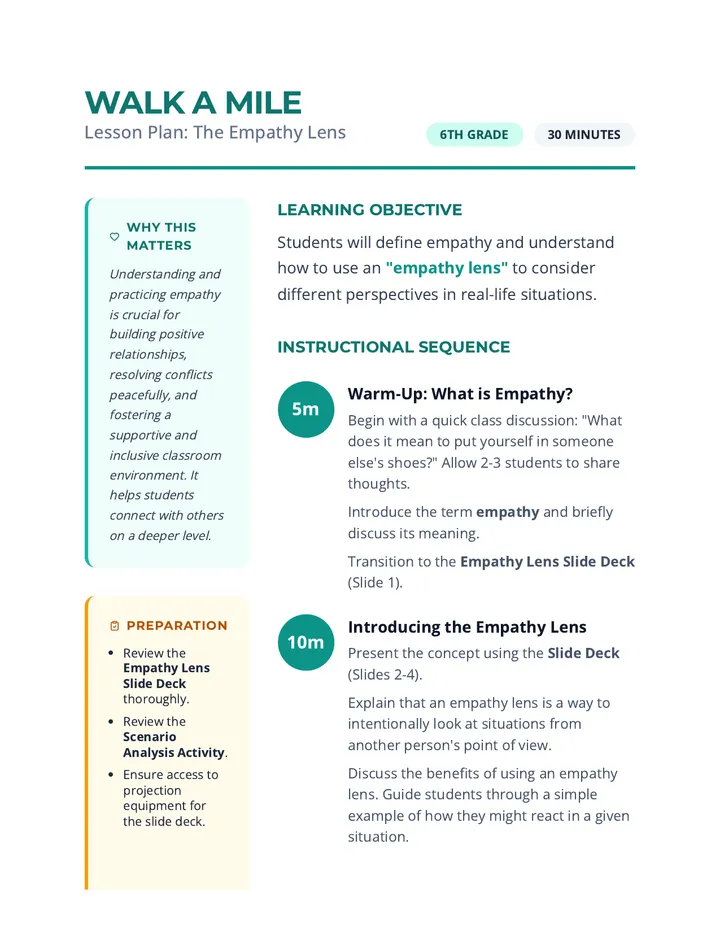 Walk a Mile Lesson Plan Document